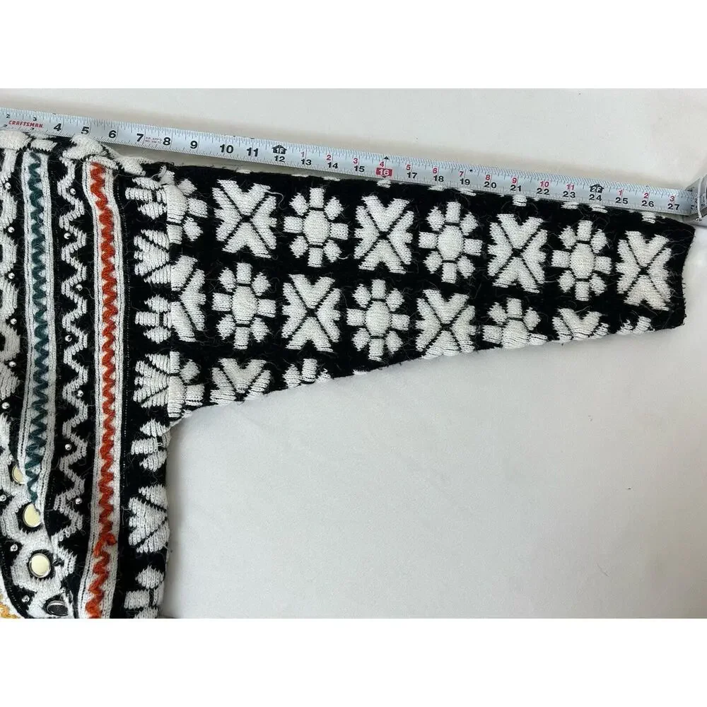 Vintage 3D Knit Cardigan Sweater Mirror Kitty‎ Hawk Vivan Wang Women's Artsy MED